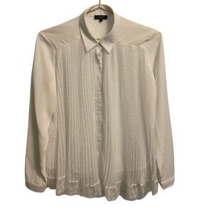 Just Noa Paris White Lace Button Down Blouse size 1 or Small